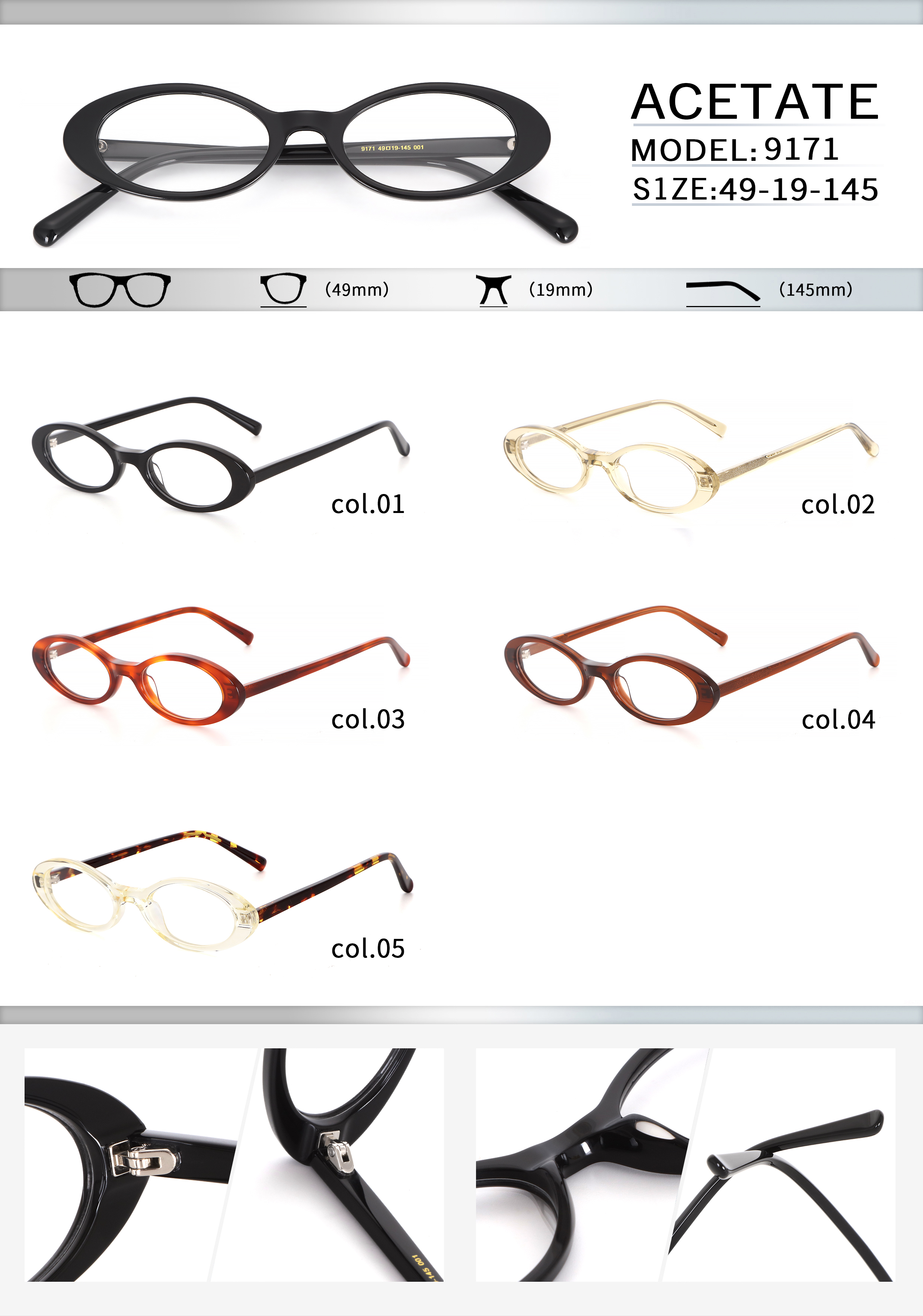Vintage cat eye optical frame full color collection