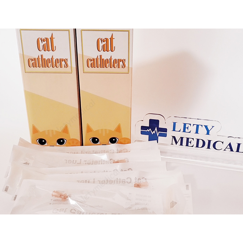 2.5/3/4fr Precio de fábrica Catéter para gatos con alambre guía Tubo urinario para mascotas con estilete