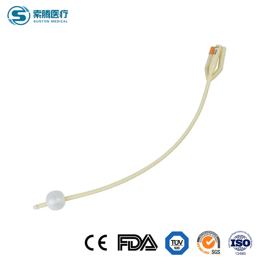 Catéter urinario autoadhesivo desechable de látex de Sunton, China En 149 -2001safety Fábrica de catéteres urinarios estándar, catéter urinario de látex antimicrobiano