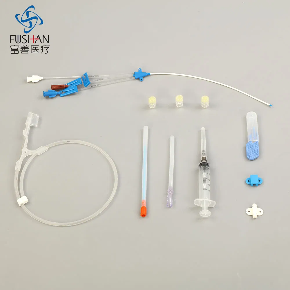 Hospital de Fabricación Fushan UCI Médica Cuidados Críticos Desechable Kit de Catéter Venoso Central CVC de Lumen Simple Doble Triple con ISO13485