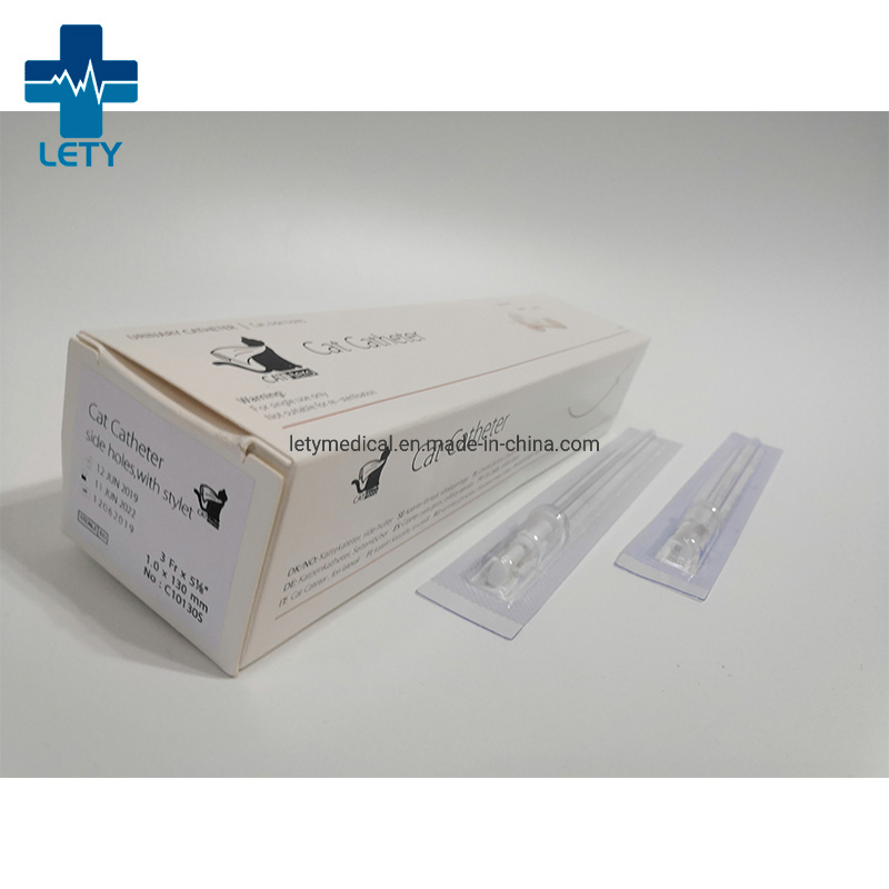 Catéter veterinario de alta calidad para gatos con alambre guía, catéter para gatos con estilete, catéter urinario para mascotas