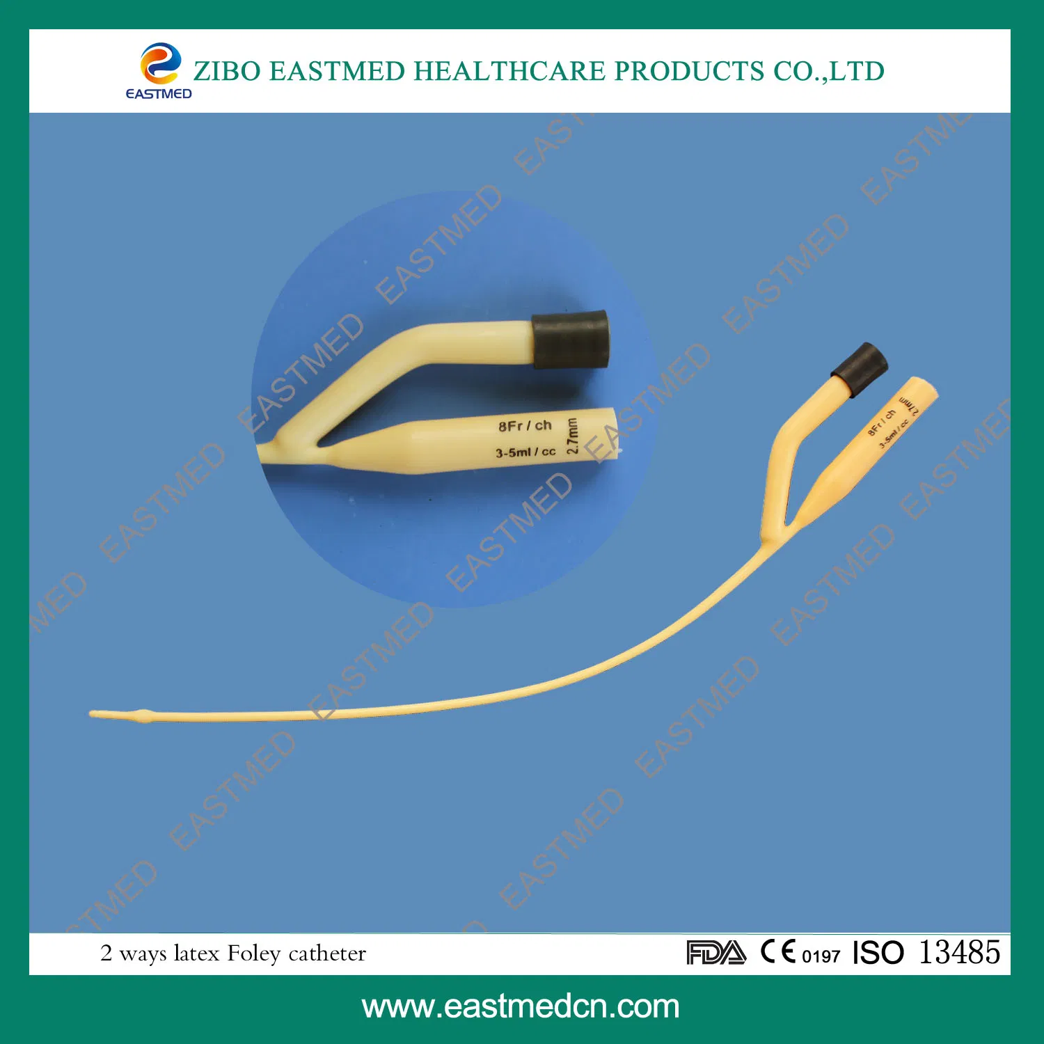 2 Maneras de tubo bronquial de doble lumen desechable de látex Foley catéter endobronquial médico
