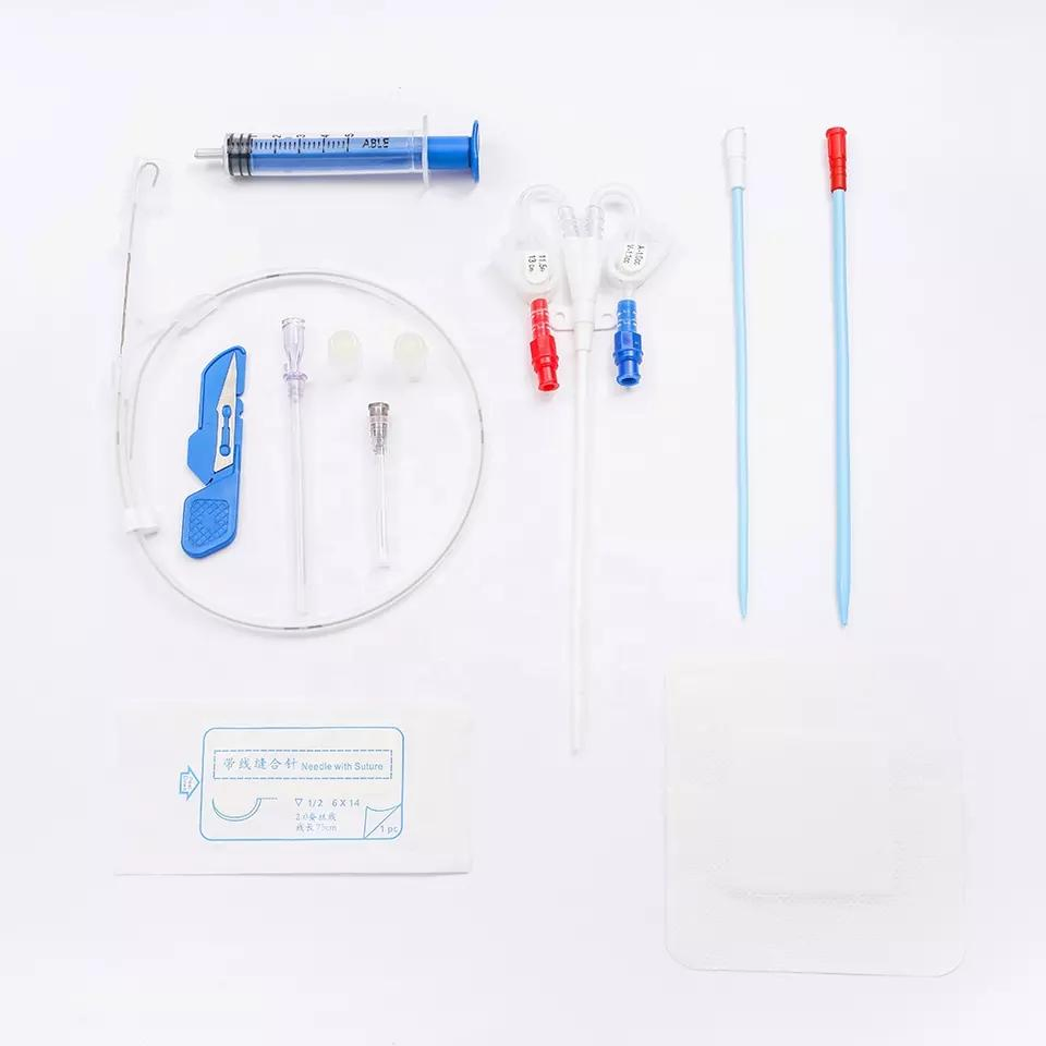 Kit de Diálisis Aguda con Catéter de Hemodiálisis de Lumen Simple, Doble y Triple para Purificación de Sangre