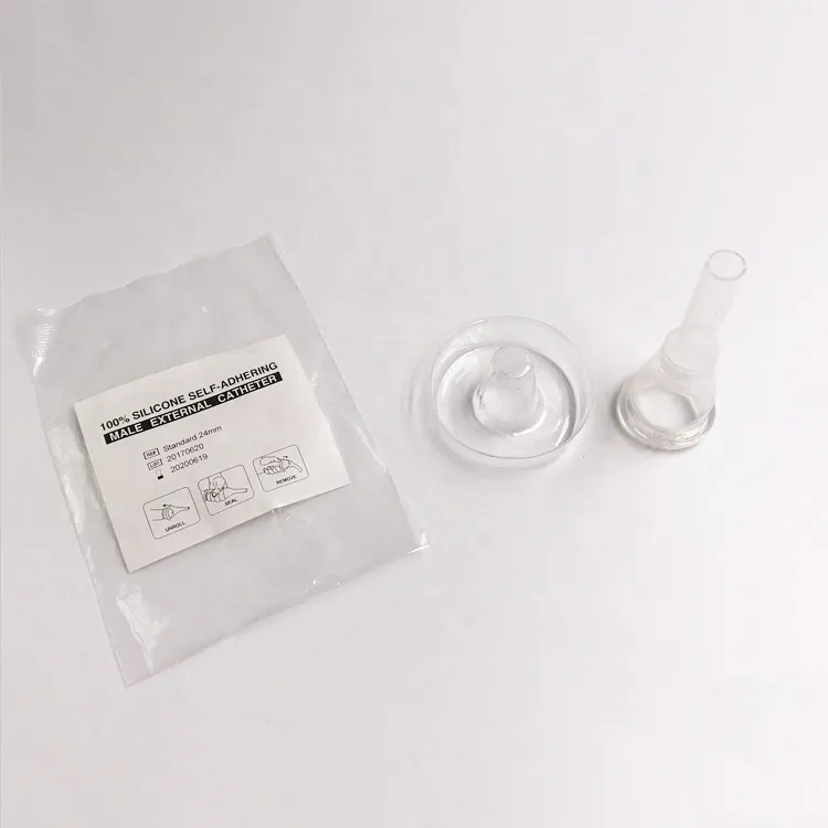 Catéter de condón con hilo externo de ajuste flexible sin cinta adhesiva