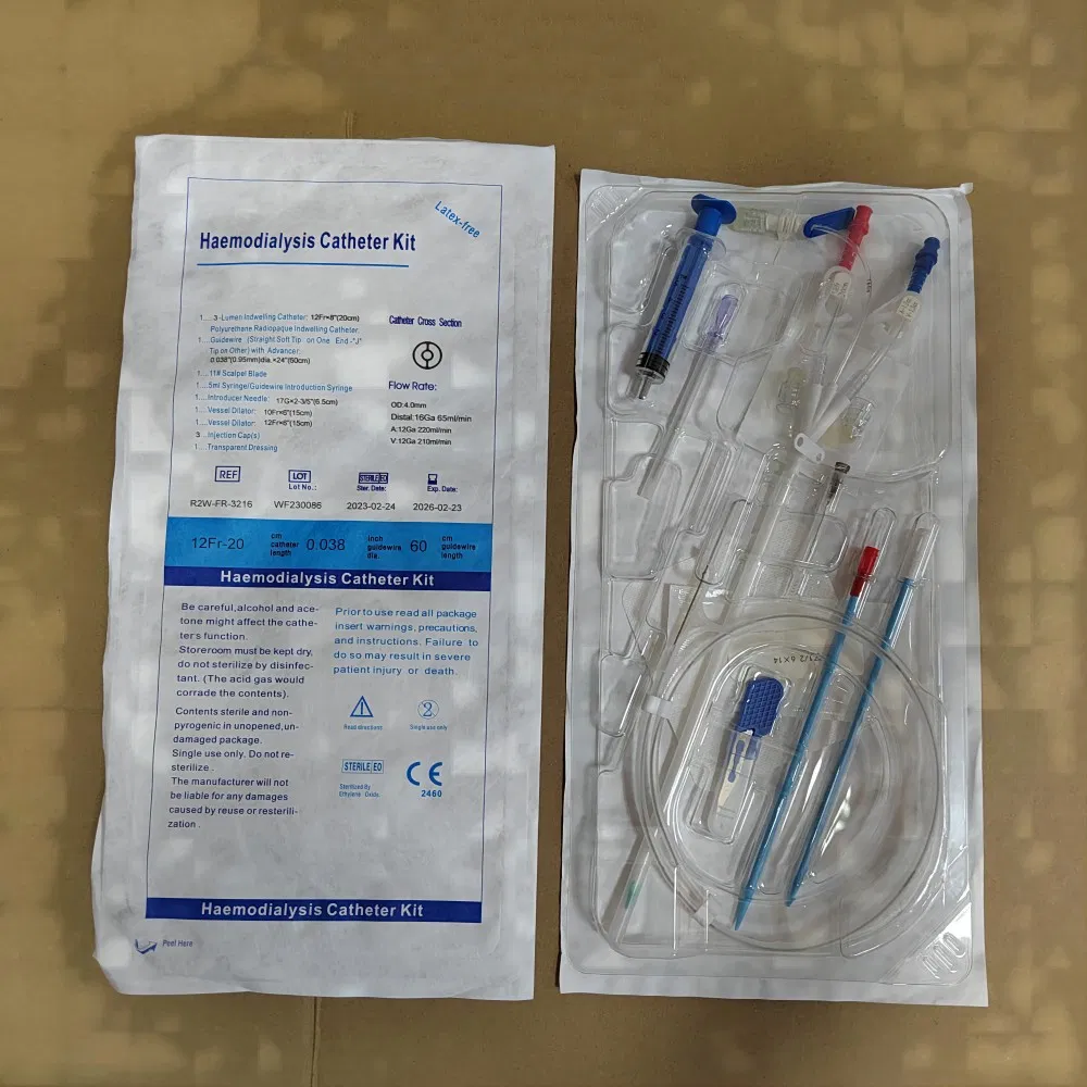 Kits de catéteres hemodialíticos de triple luz a corto plazo para un solo uso