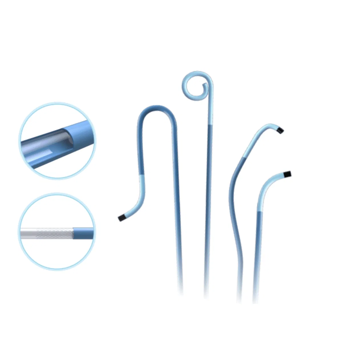 Catéter angiográfico desechable de microenfoque, catéter de angiografía, catéter en forma de cola de cerdo, catéter de cardiología, stent coronario
