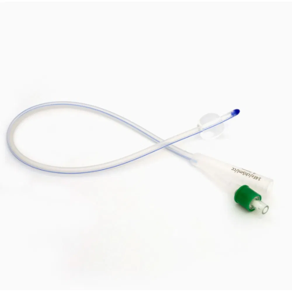 Catéter de Foley de silicona, 2 Vía 3 Vía Catéter urinario desechable estéril con globo, grado médico CE ISO para drenaje de vejiga