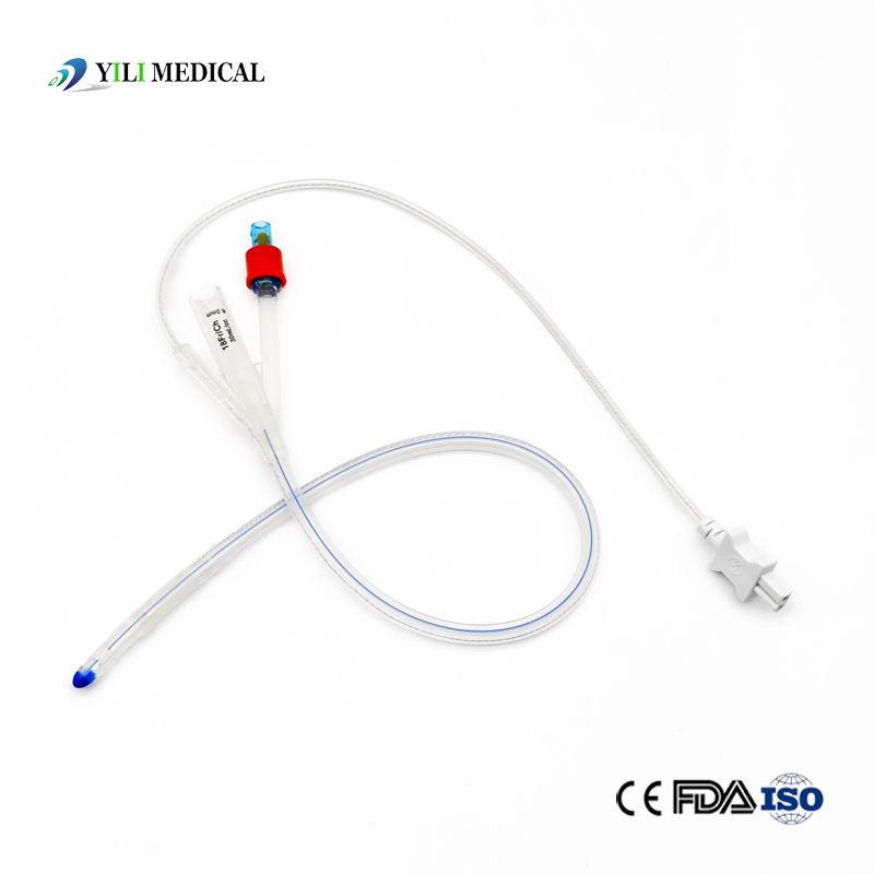 Sonda de temperatura de silicona médica desechable 2-Way 3-Way Catéter de Foley de silicona con temperatura 5-30cc globo