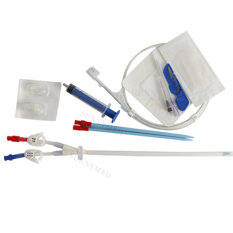 Kit temporal de doble triple lumen para tubo de diálisis, catéter de hemodiálisis