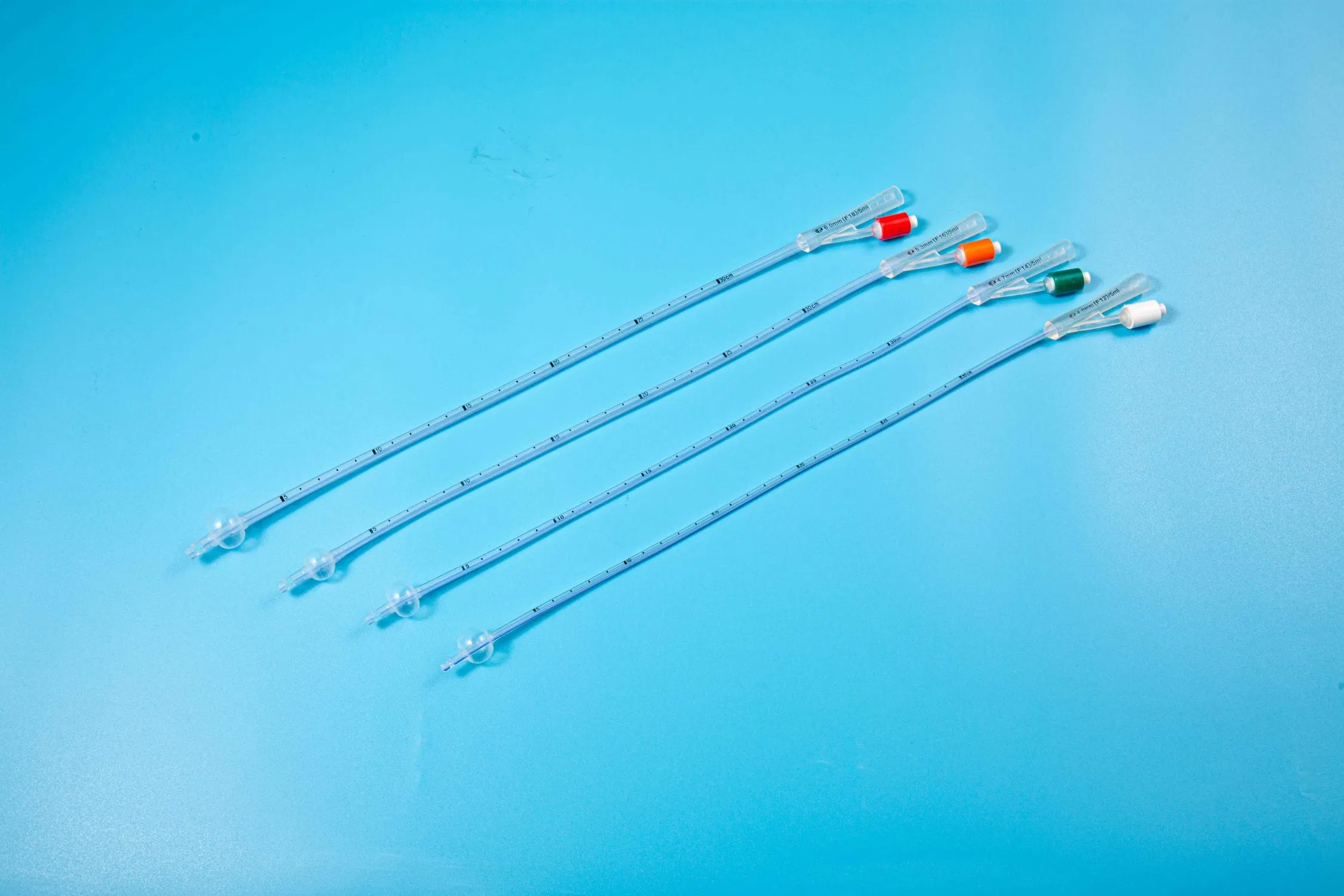 Catéter de silicona de dos vías para uso directo de fábrica, catéter urinario desechable estéril de goma de silicona
