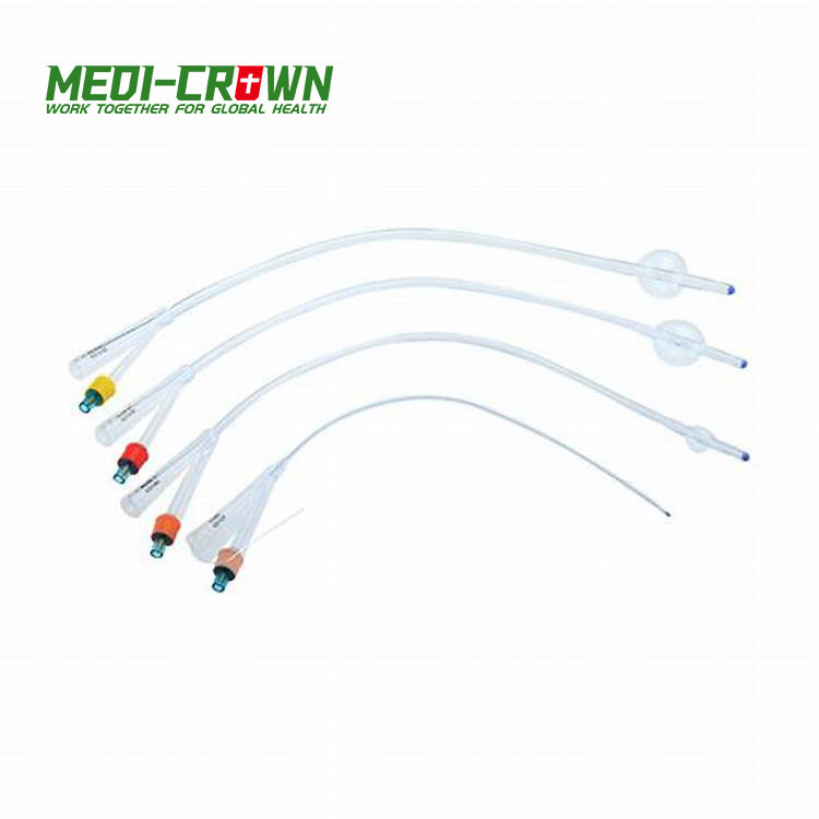 Catéter de Foley de silicona médica desechable de un solo uso con punta redonda, libre de látex 3-Way