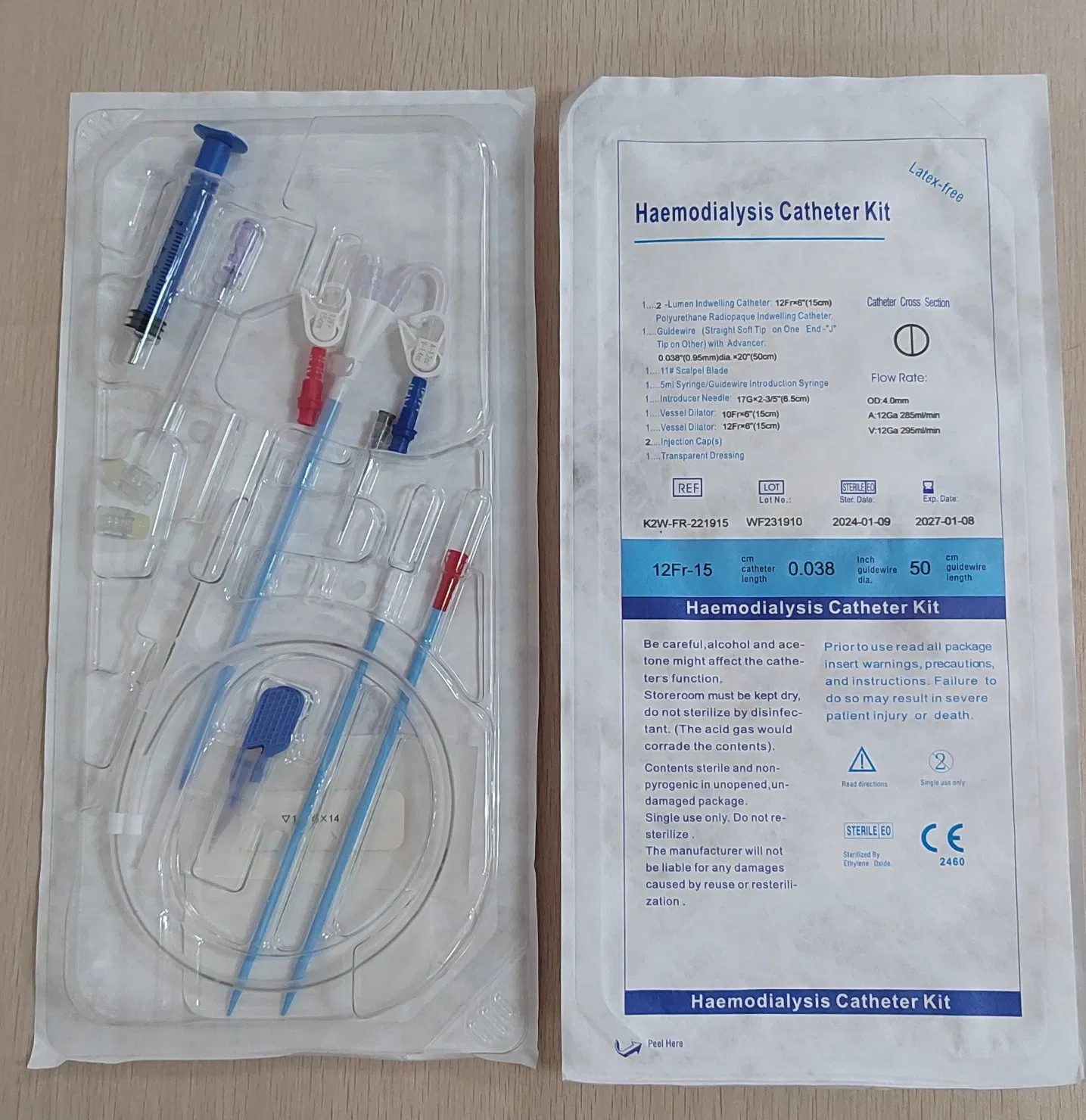 Catéter de doble lumen para hemodiálisis con hem de curva previa y antimicrobiano AG