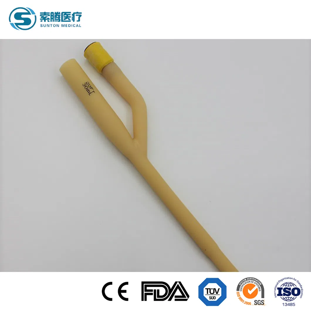 Producto Urinario Más Vendido de Sunton en China 100% Libre de Látex Silicona 2 3 Fabricación Mayorista de Catéter Foley Antimicrobiano de Látex Urinario