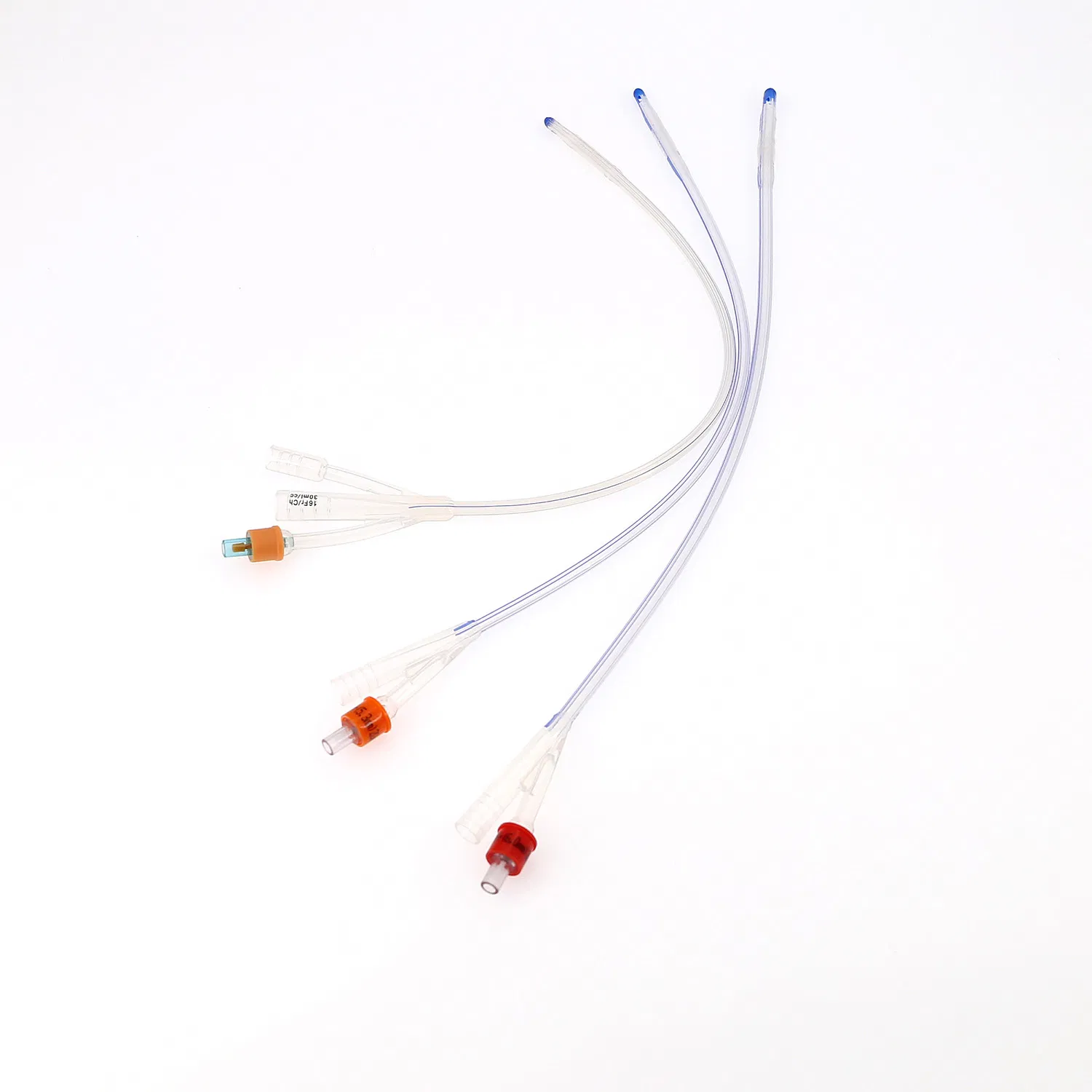 Catéter de Foley de silicona estéril médico para hospital 1 Vía/ 2 Vía/ 3 Vía con globo 5ml/ 10ml/ 20ml/ 30ml