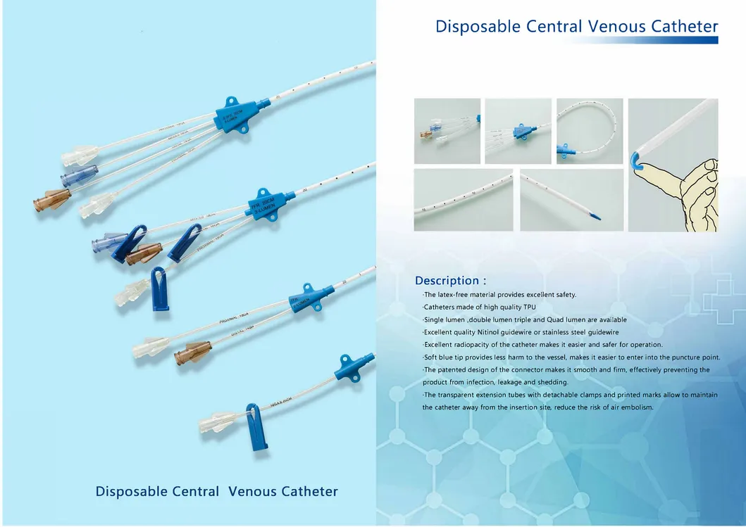 Catéter venoso central médico desechable solo catéter