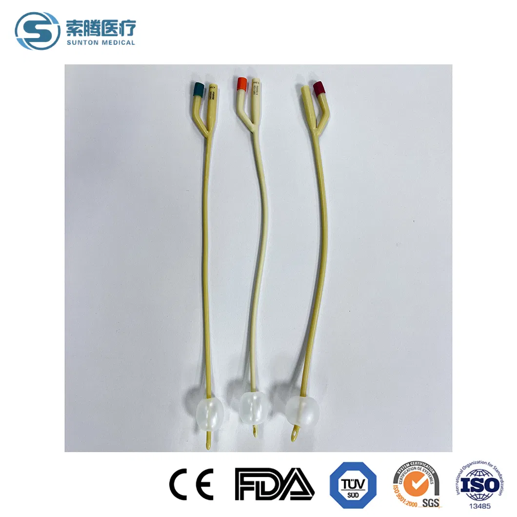 Catéter urinario autoadhesivo desechable de látex de Sunton, China En 149 -2001safety Fábrica de catéteres urinarios estándar, catéter urinario de látex antimicrobiano