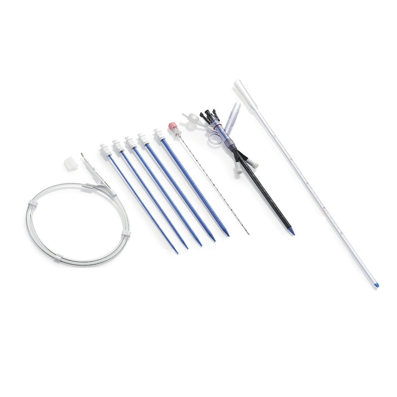 Kit de catéter de drenaje hidrofílico resistente a torceduras 5fr 6fr -14f de operación con una sola mano con 6f - 16f dilatador y guía de alambre de núcleo de nitinol