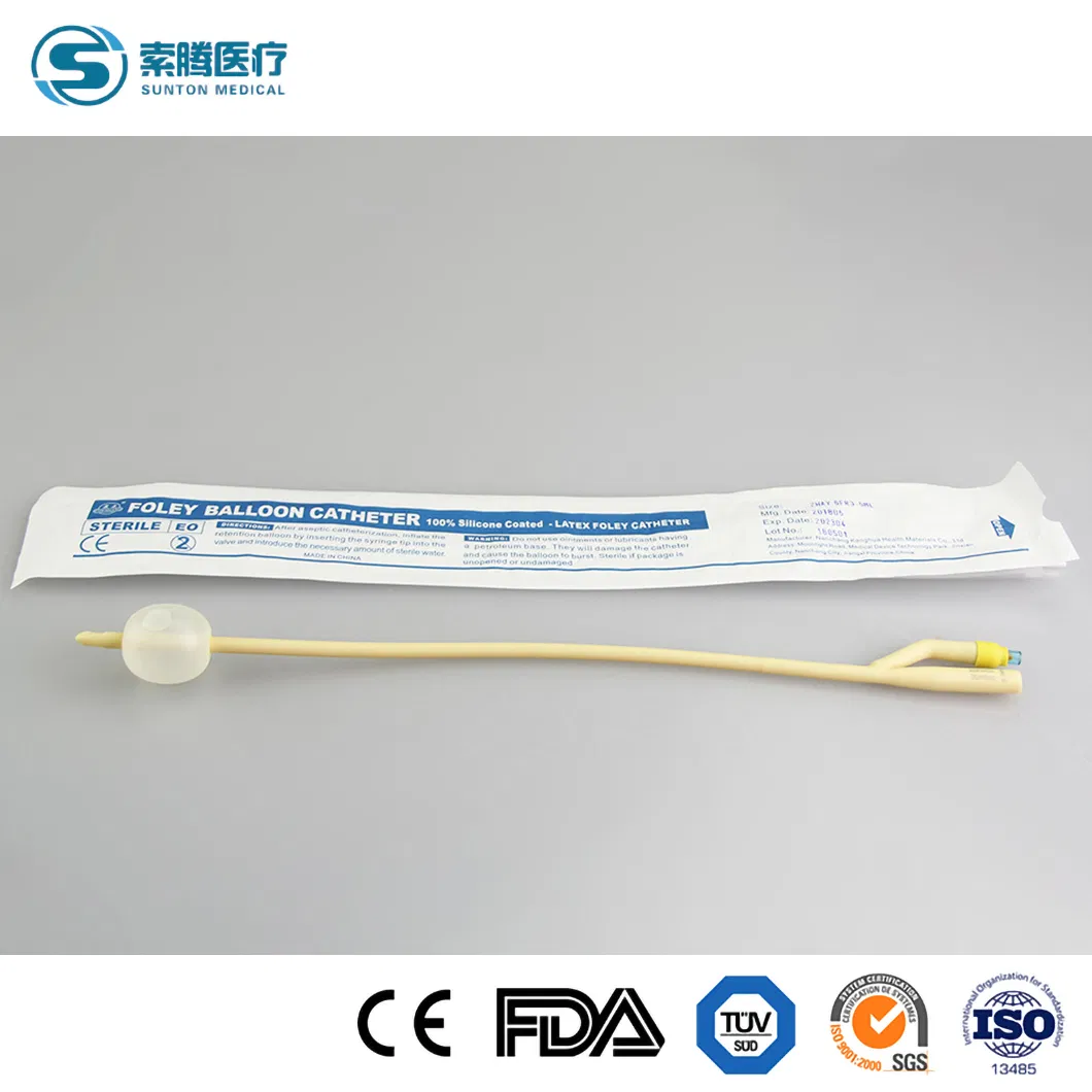 Producto Urinario Más Vendido de Sunton en China 100% Libre de Látex Silicona 2 3 Fabricación Mayorista de Catéter Foley Antimicrobiano de Látex Urinario