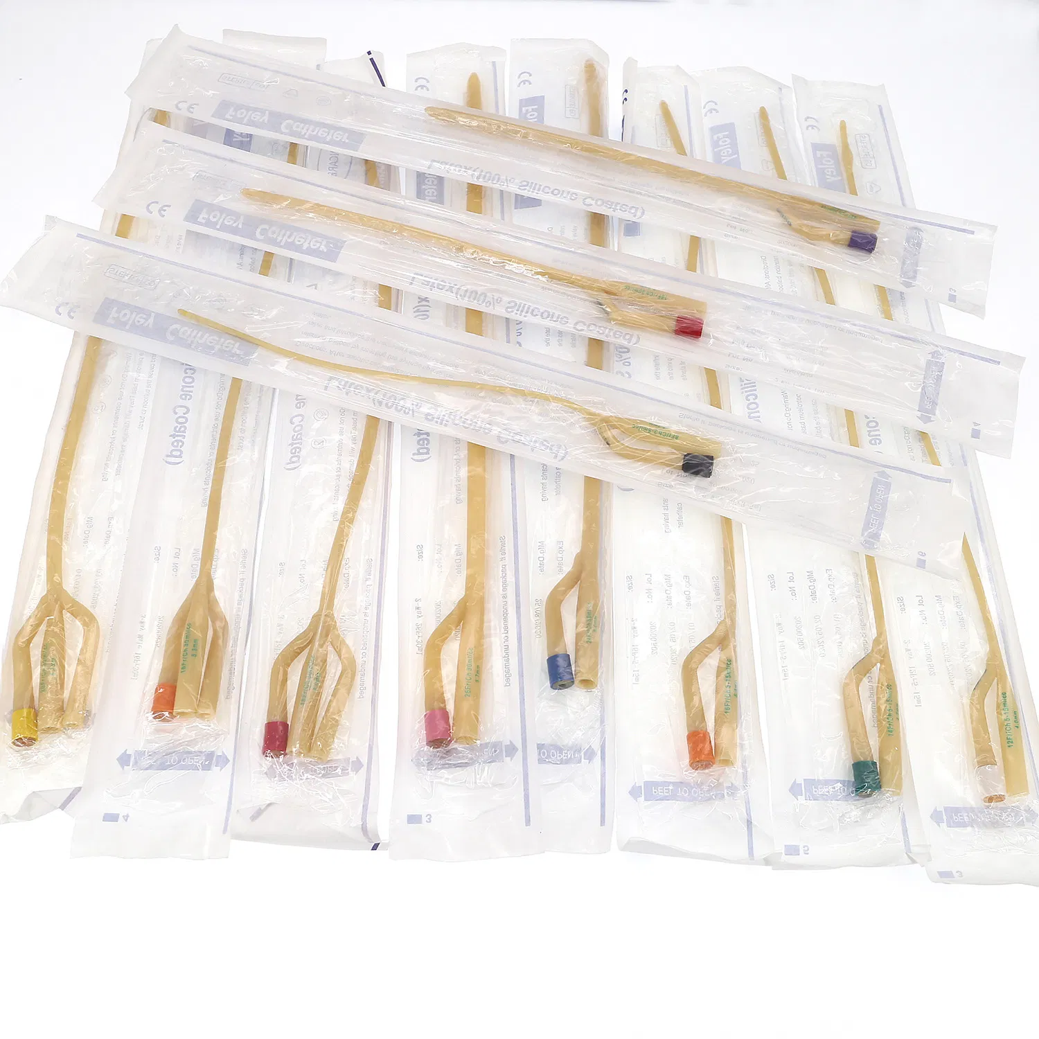 Catéter urinario de látex desechable estéril de dos vías/tres vías con recubrimiento de silicona, conforme a CE/ISO/FDA
