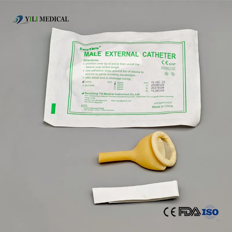 Catéter externo de látex para drenaje uretral masculino, catéter de orina desechable