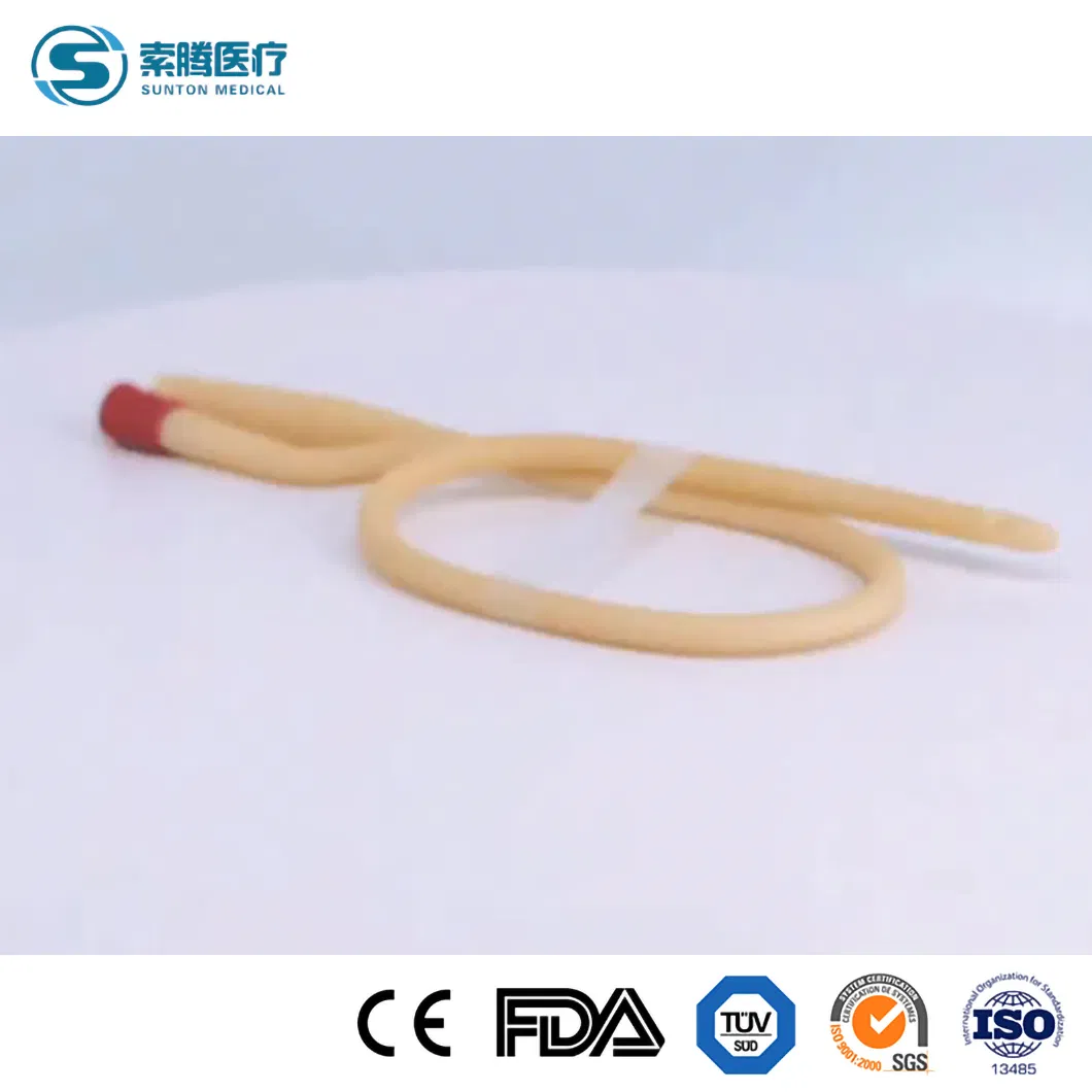 Catéter urinario de látex desechable estéril Sunton 100% con catéter urinario recubierto de silicona 100% fábrica de catéteres de látex antimicrobiales al por mayor en China