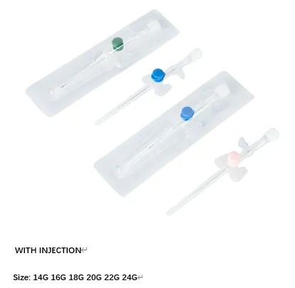 Detalle de catéter intravenoso en mano
