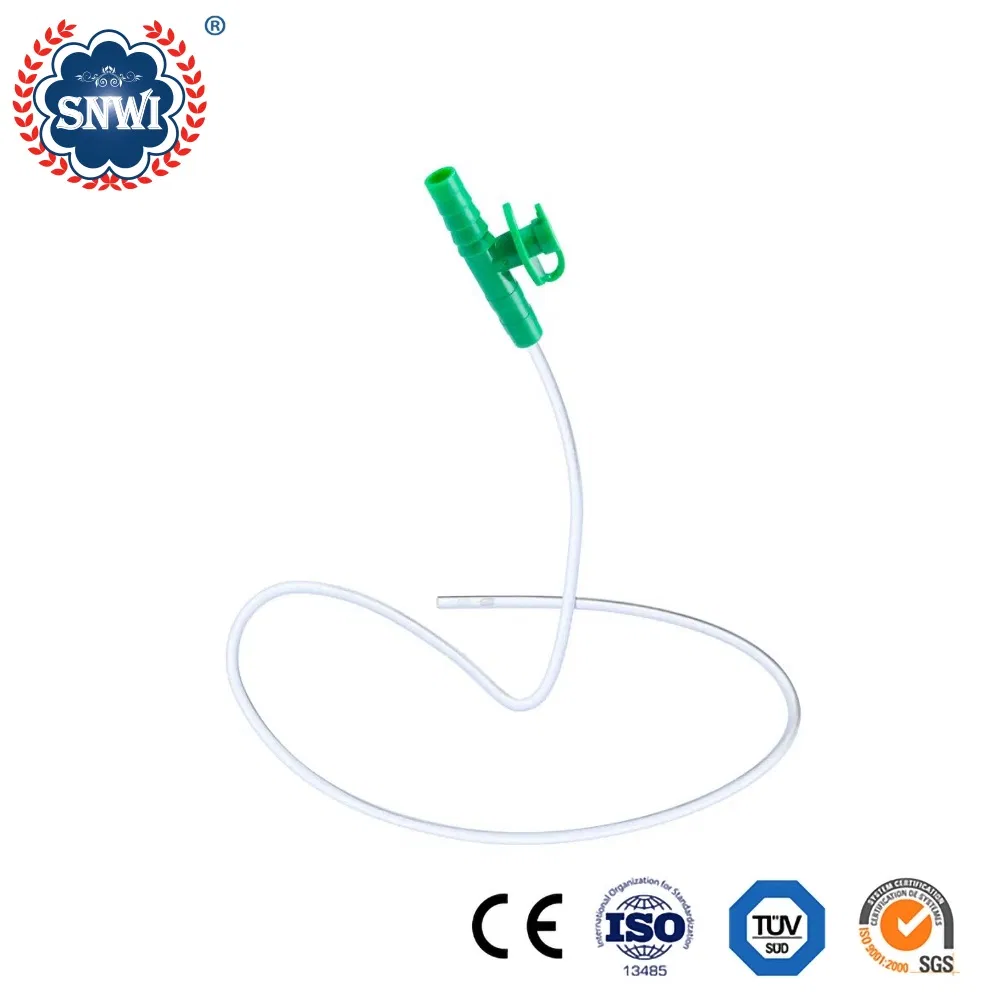 Venta directa de fábrica de tubo de catéter de succión de esputo cerrado de PVC desechable para infantes con control por dedo
