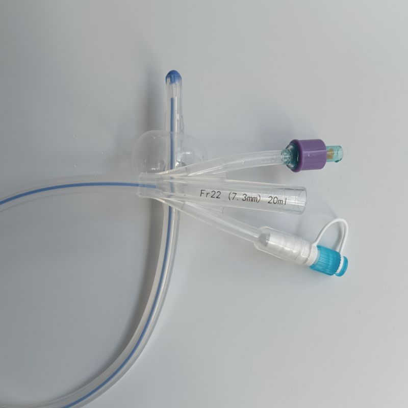 Catéter Foley de silicona personalizado de alta calidad con punta Dufour de tres vías
