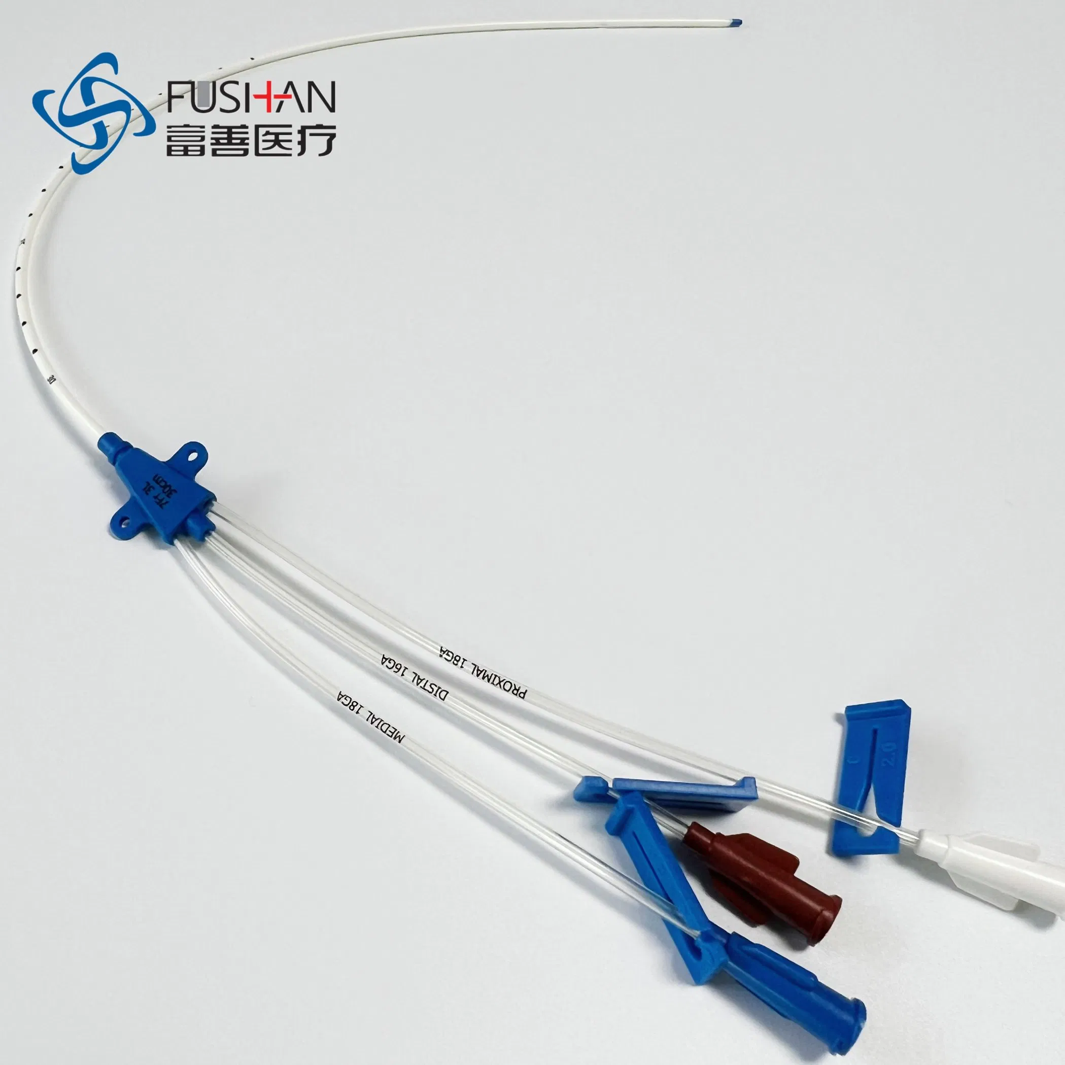 Kit de Catéter Venoso Central de Doble Lumen Fushan para Diálisis Kit de Catéter CVC Antimicrobiano de Triple Lumen ISO