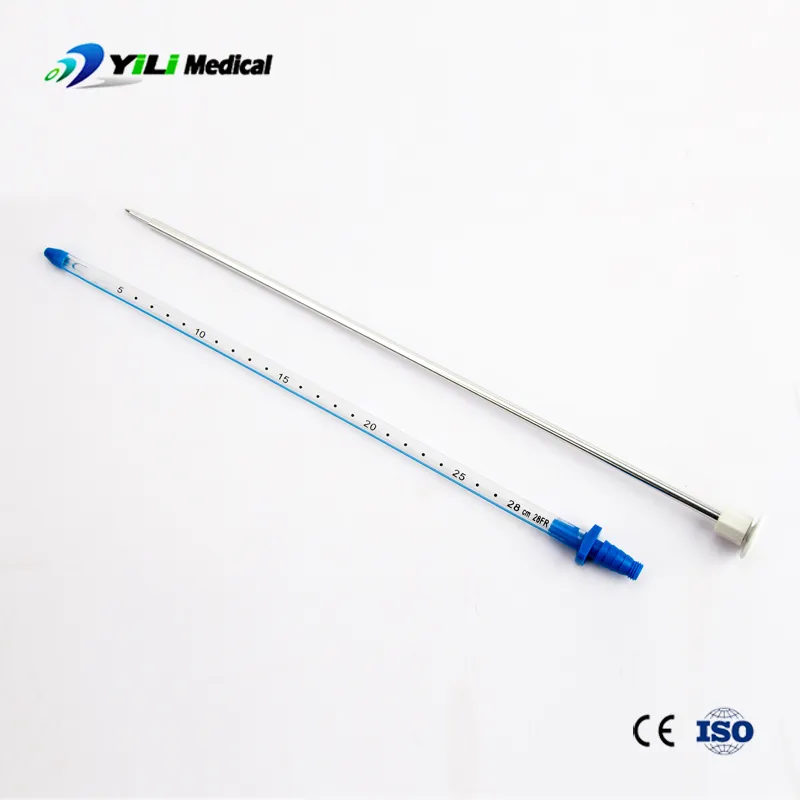 Catéter de drenaje torácico desechable de PVC