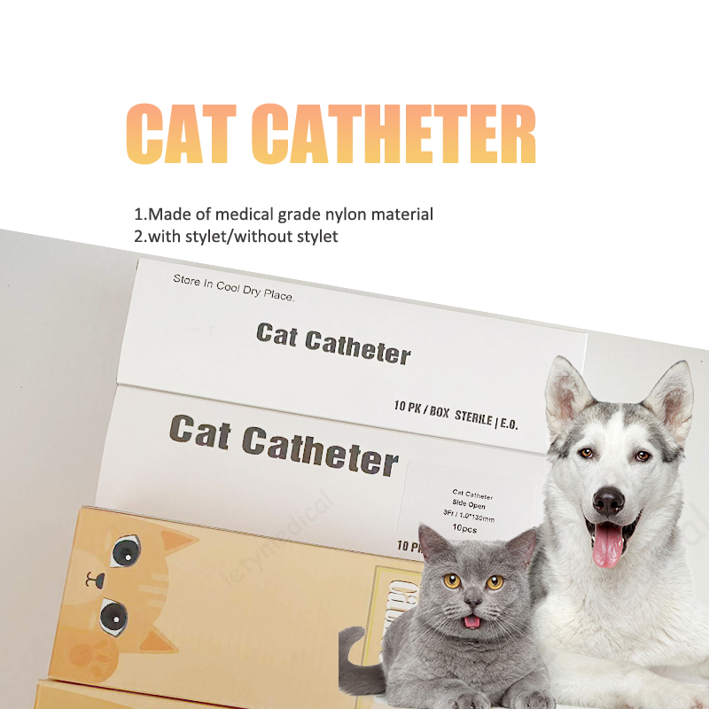 2.5/3/4fr Precio de fábrica Catéter para gatos con alambre guía Tubo urinario para mascotas con estilete