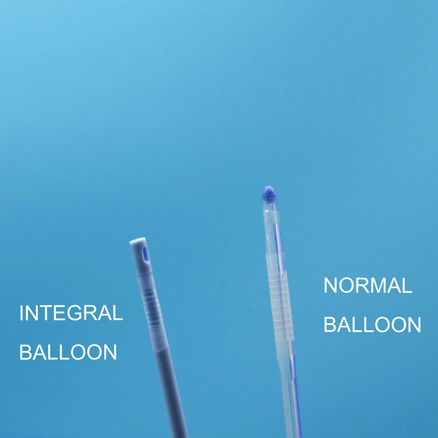 2 Catéter suprapúbico de silicona azul Way con tecnología de globo integral Unibal, catéter de punta abierta con globo plano integrado