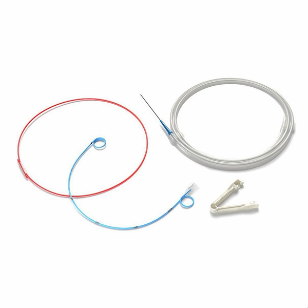 Kit de catéter de drenaje hidrofílico resistente a torceduras 5fr 6fr -14f de operación con una sola mano con 6f - 16f dilatador y guía de alambre de núcleo de nitinol