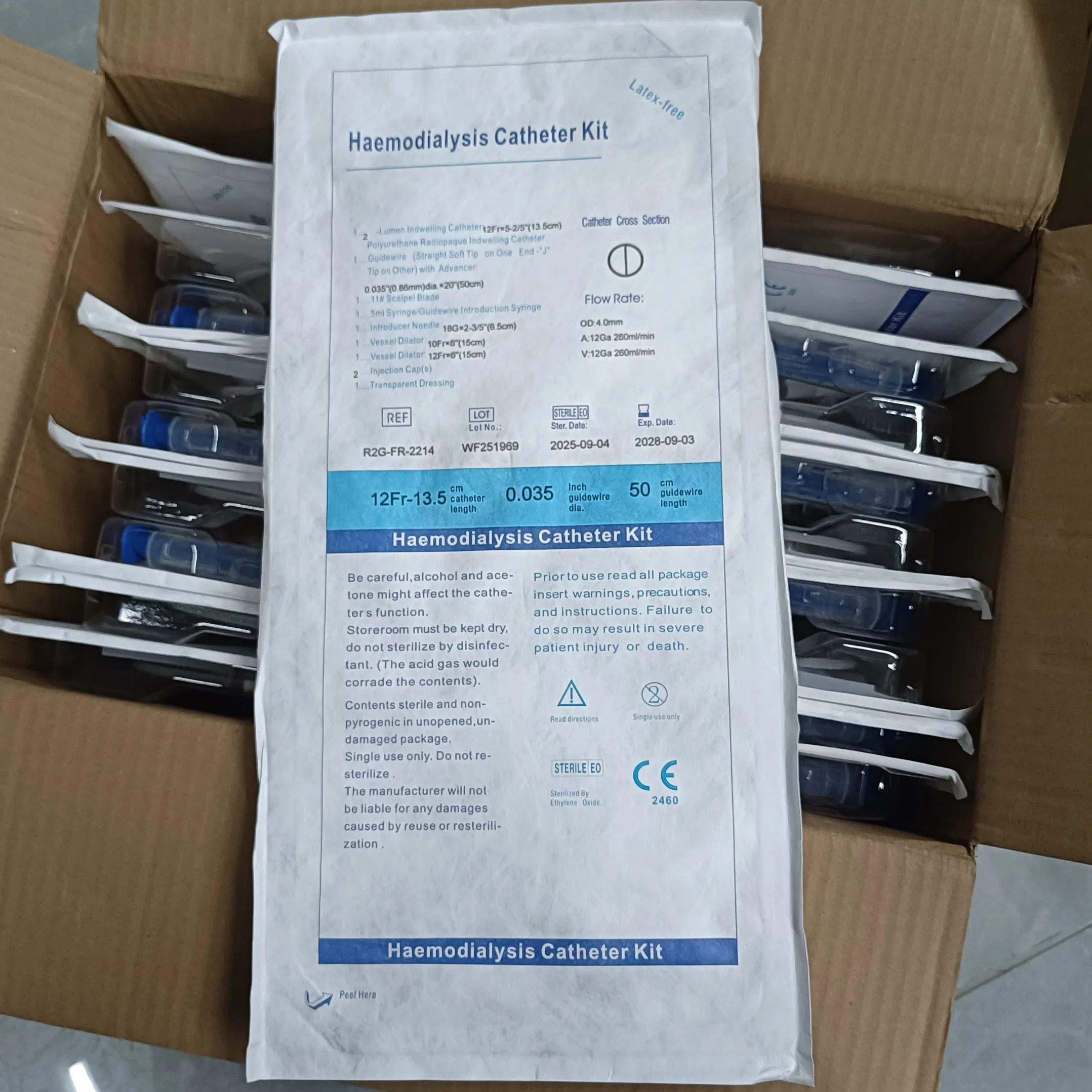 Kits de catéteres hemodialíticos de triple luz a corto plazo para un solo uso