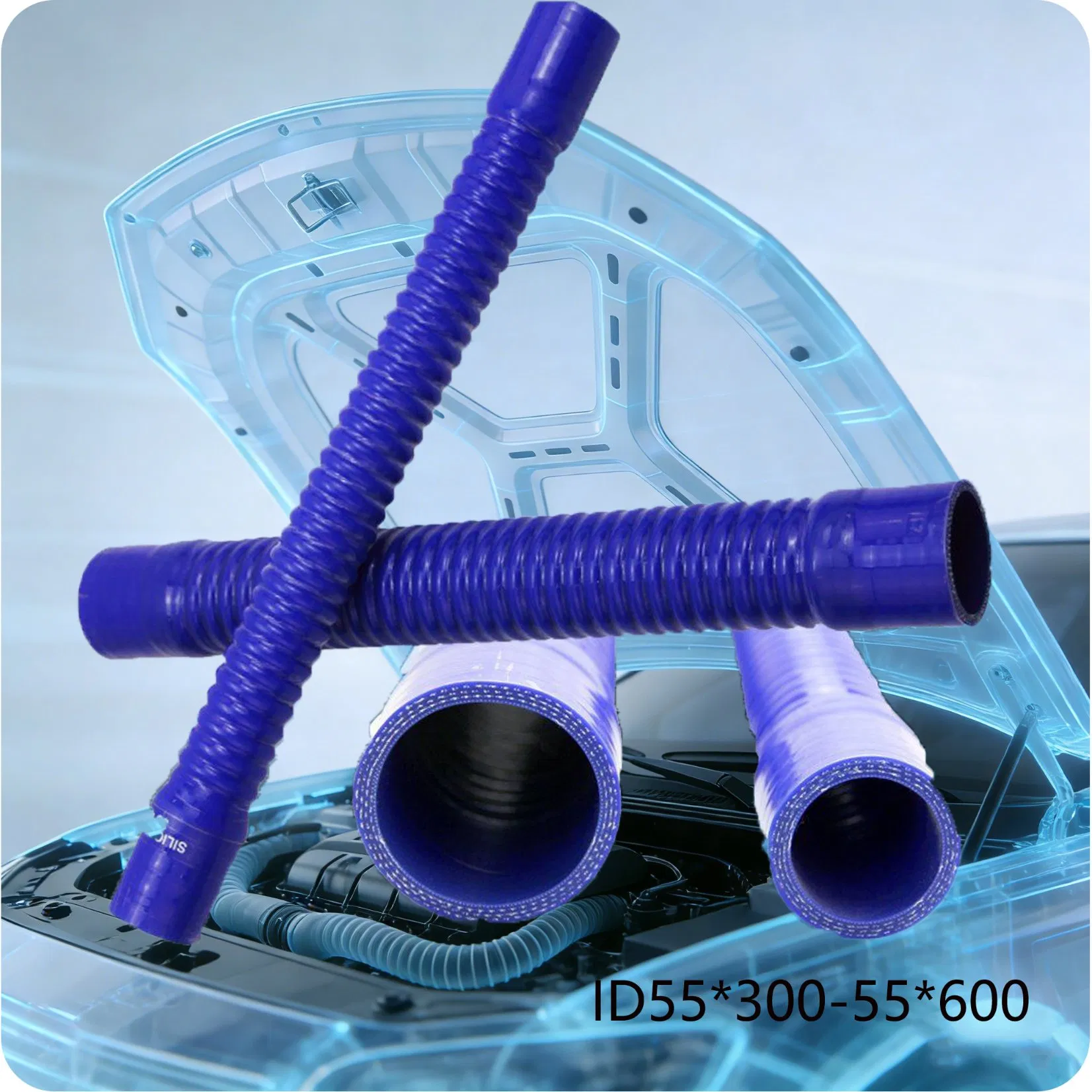 ID 55mm Automotive Reinforced Black Flexible Silicone Rubber Radiator Tube Size