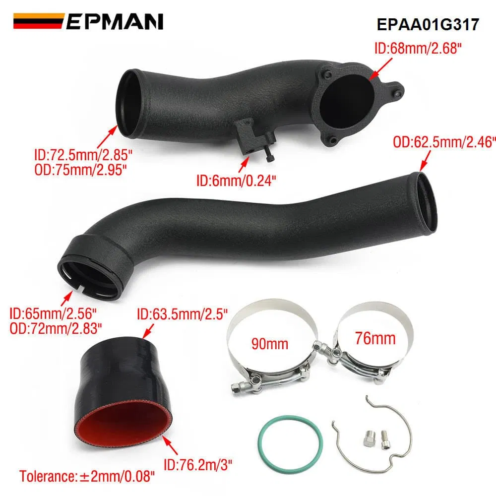 Epman Turbo Intercooler Intake Charge Pipe Aluminum 3" for BMW B58 3.0L 340I 540I G30 G31 G11 F20 F22 F30 2015-2021 Epaa01g317