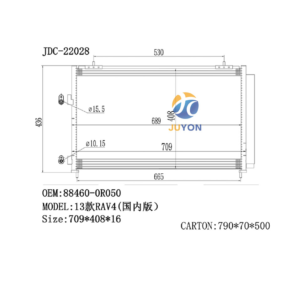 Guangzhou China High Strength Automobile Car Air Conditioning AC Condenser Auto Parts Condenser for Toyota 13-RAV4 OEM 88460-Or050/88460-42110