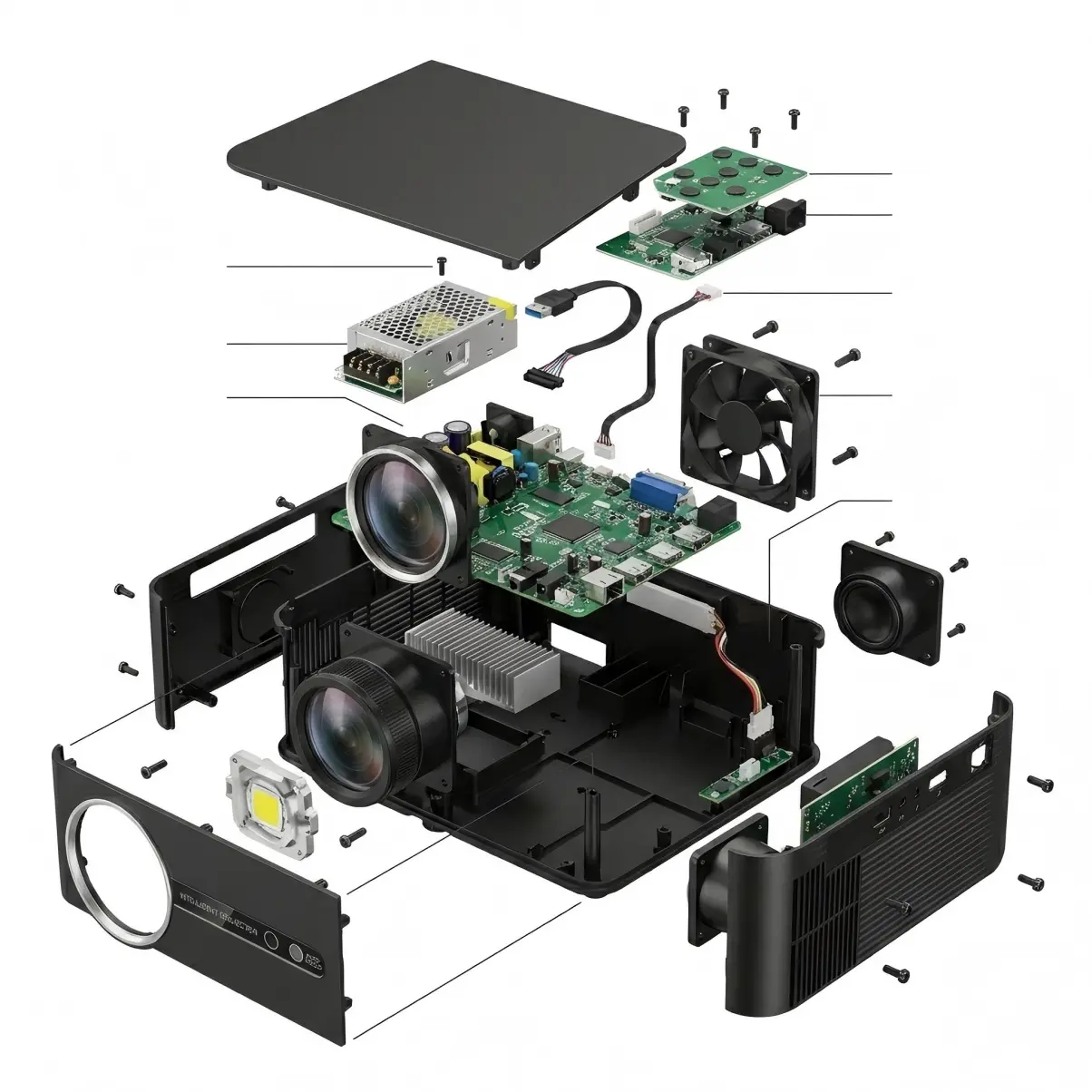 C11 Exploded view detailing optical engine and structure