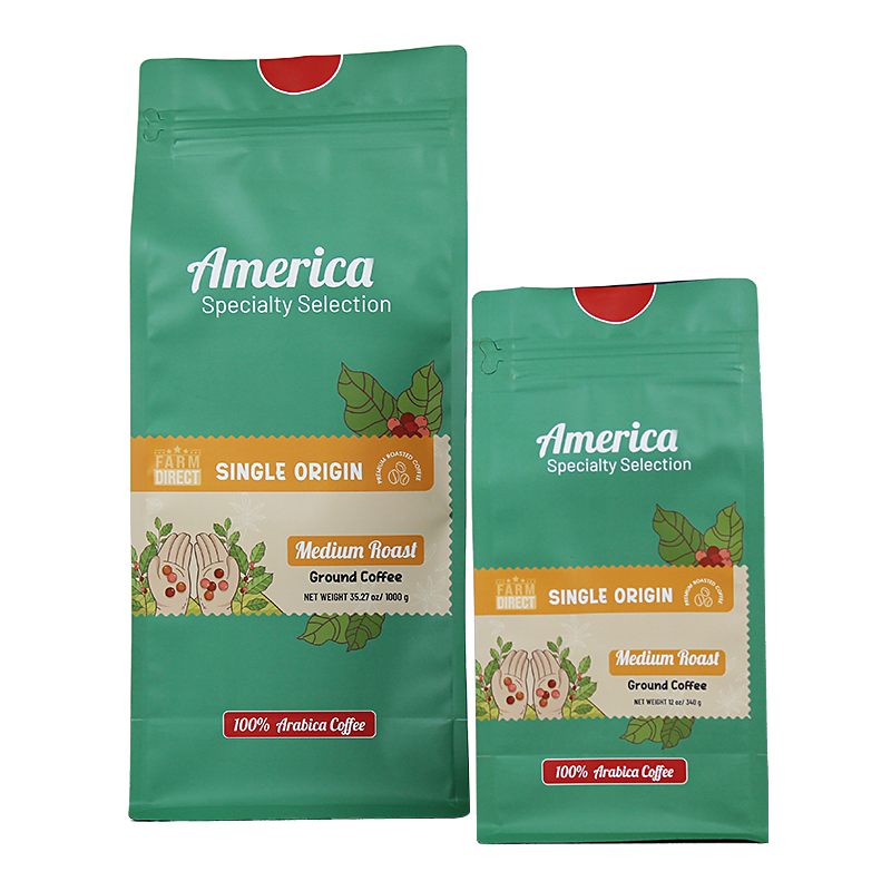 China Eco-Friendly Compostable Matte Mylar Kraft Paper Flat Bottom Coffee Bag Packaging With Zipper Manufacturer, Factories