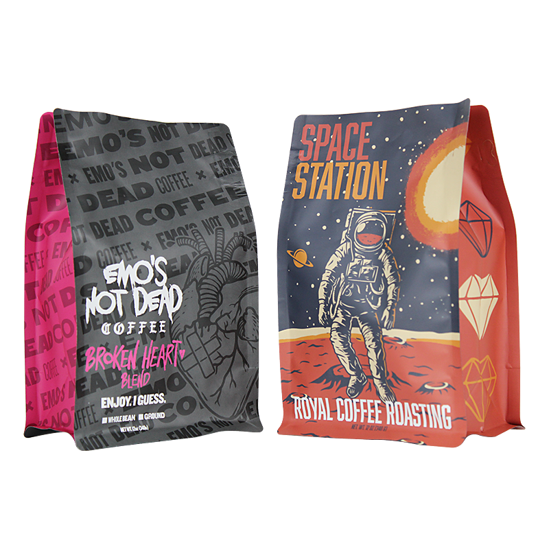 China UV Kraft Paper Flat Bottom Coffee Bag With Valve For Coffee/Tea Packaging Supplier, Factories