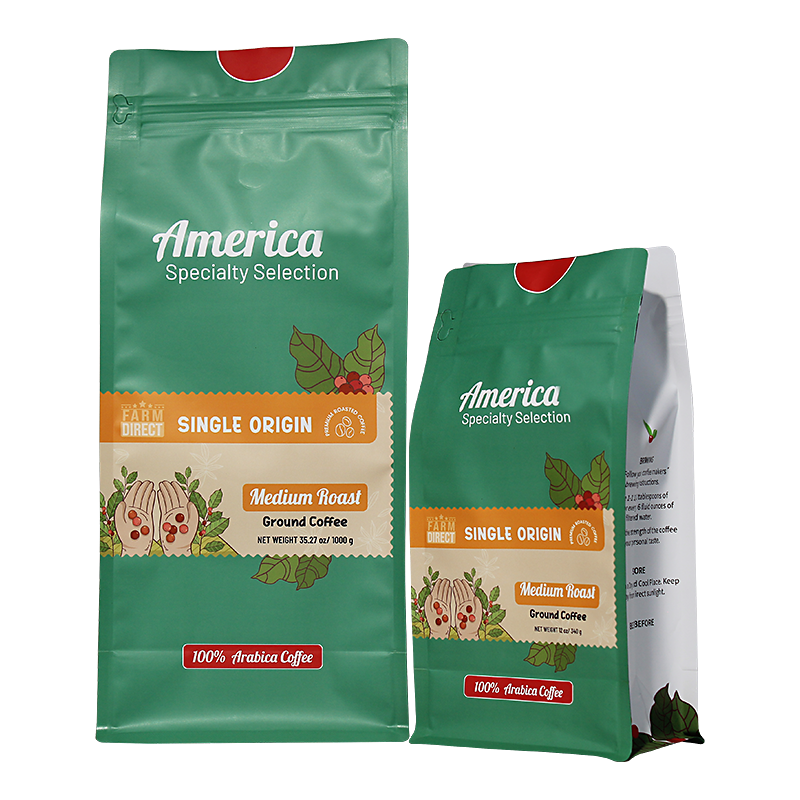 China Eco-Friendly Compostable Matte Mylar Kraft Paper Flat Bottom Coffee Bag Packaging With Zipper Manufacturer, Factories