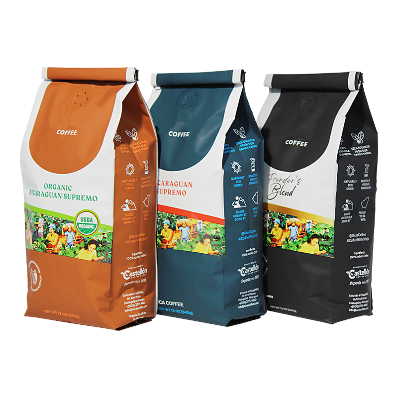 Custom Plastic Kraft Paper Side Gusset Bag With Tin Tie For Coffee Bean Manufacturer, Supplier