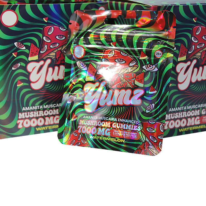 Wholesale Custom THC CBD Holographic Kraft Paper Mylar Plastic Candy/Gummy Bag And Box Kit Manufacturer, Manufacturers