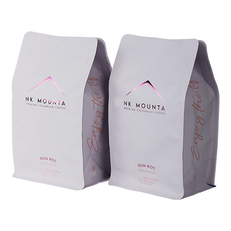 Wholesale Custom Hot Stamping Kraft Paper Flat Bottom Coffee Bags With WIPF Valve Suppliers, Factories