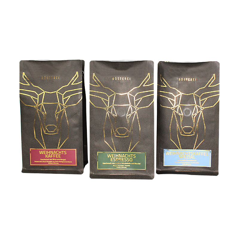 Wholesale Custom Hot Stamping Kraft Paper Flat Bottom Coffee Bags With WIPF Valve Suppliers, Factories