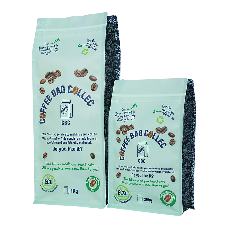 China Custom Recyclable Rough Matte Finish Flat Bottom Coffee Pouch Bags With Zipper For Coffee Packaging Supplier, Factory