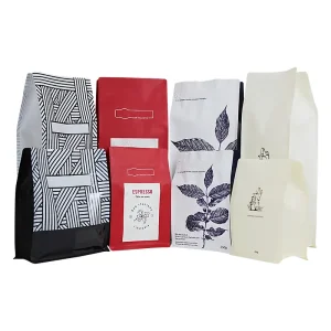 China Kraft Paper Compostable Packaging Flat Bottom Coffee Bags With Valve Manufacturers, Factories