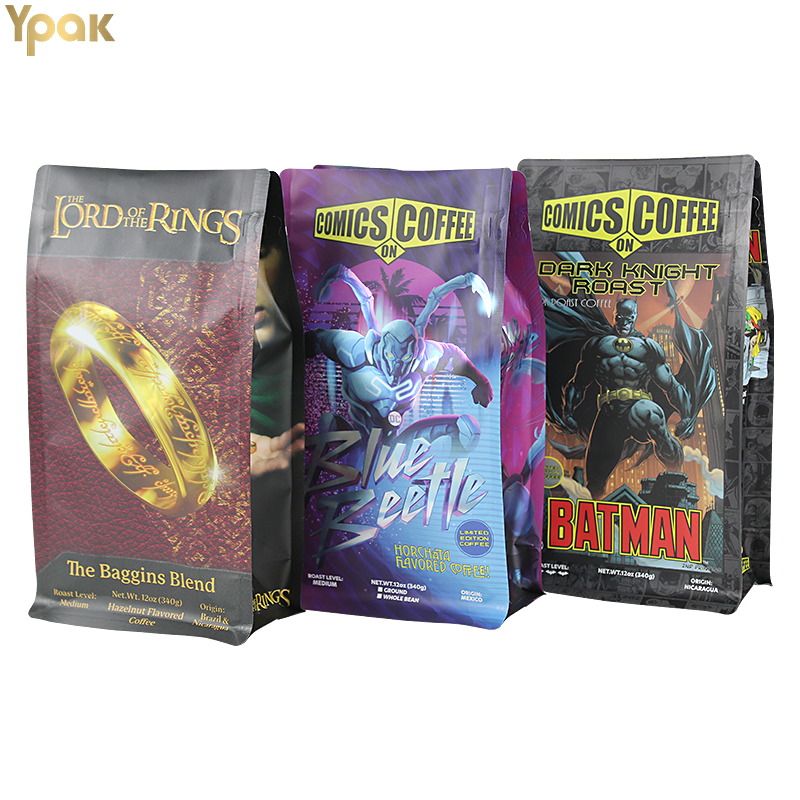 Custom Wholesale DC Brand Superman Anime Design Plastic Flat Bottom Coffee Bags Manufacturers, Factory