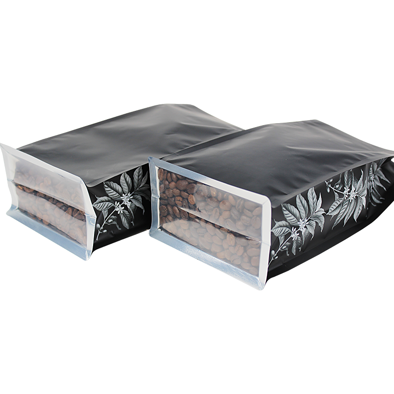 China Custom Mylar Compostable Bottom Transparent Ziplock Coffee Bean Packaging Bag With Window Supplier, Suppliers