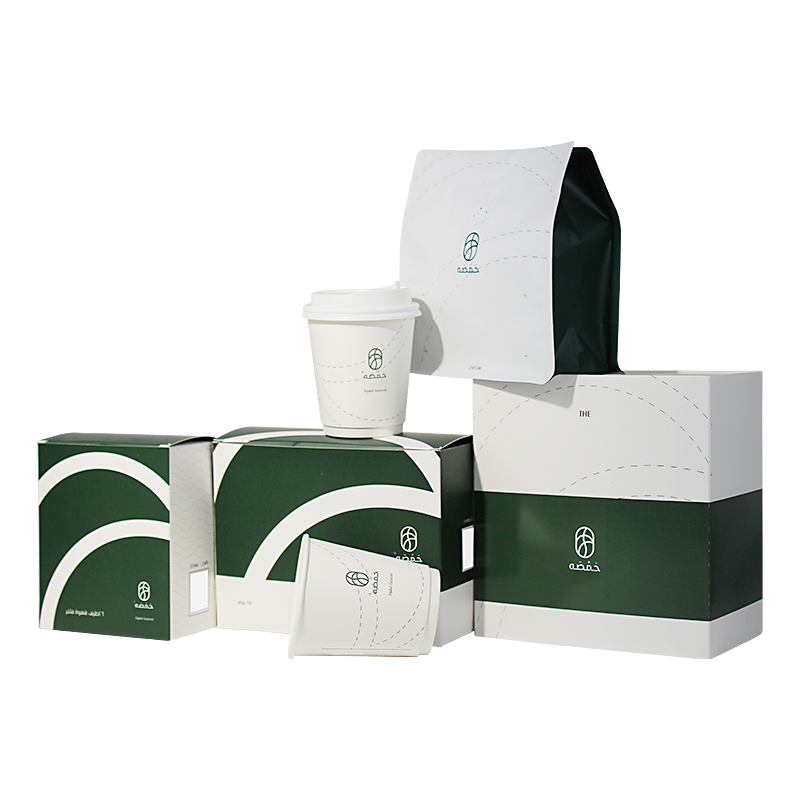 Custom Wholesale Kraft Paper Mylar Plastic Flat Bottom Bags Coffee Set Packaging With Bags Box Cups Manufacturer, Suppliers